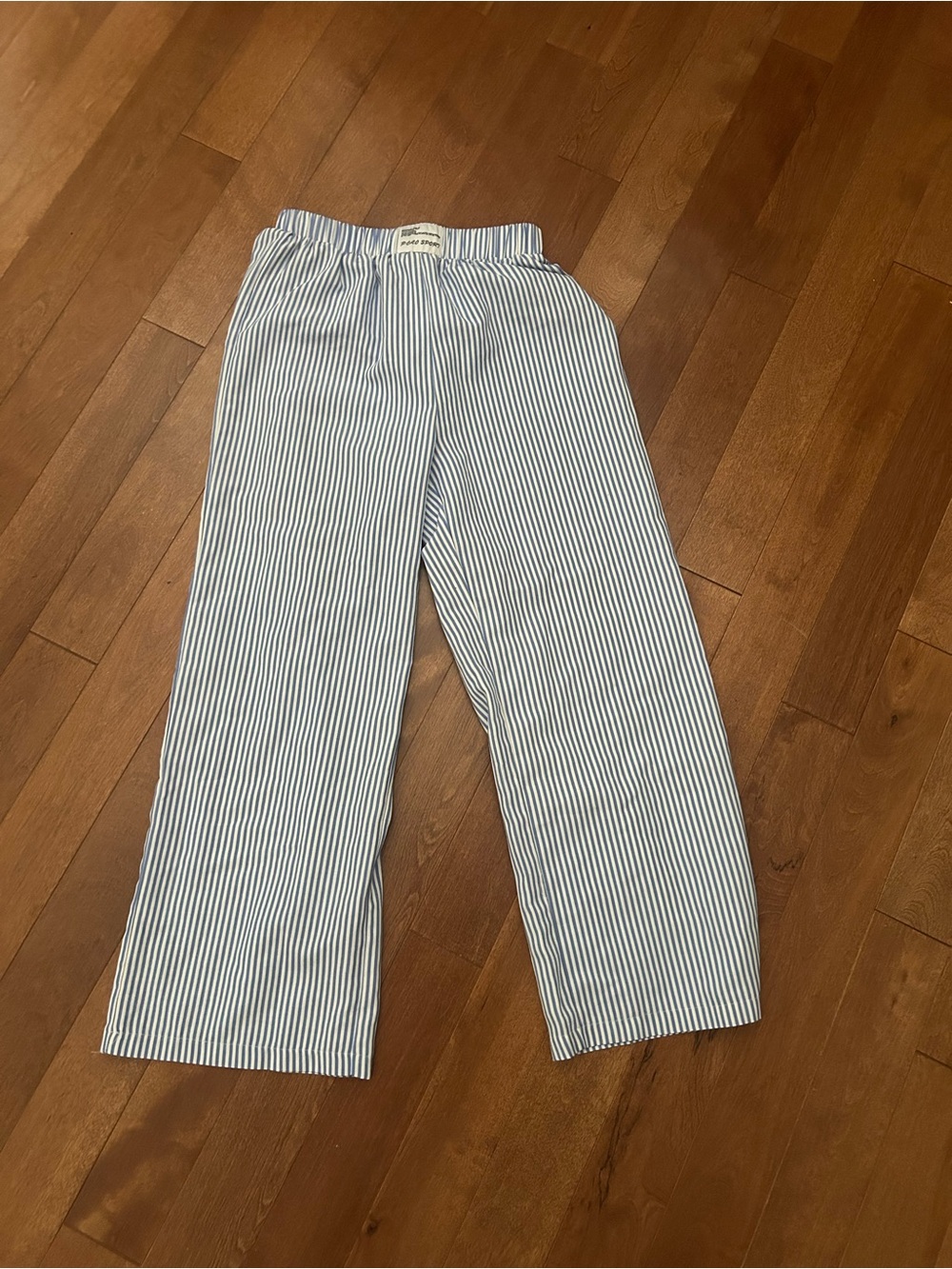 SHEIN Blue and White Striped Wide-Leg Pants